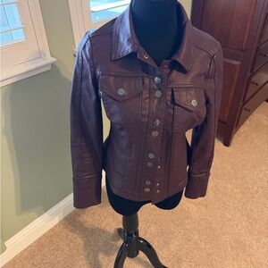 WHBM Coated Denim Jacket Black Cherry XS Petite